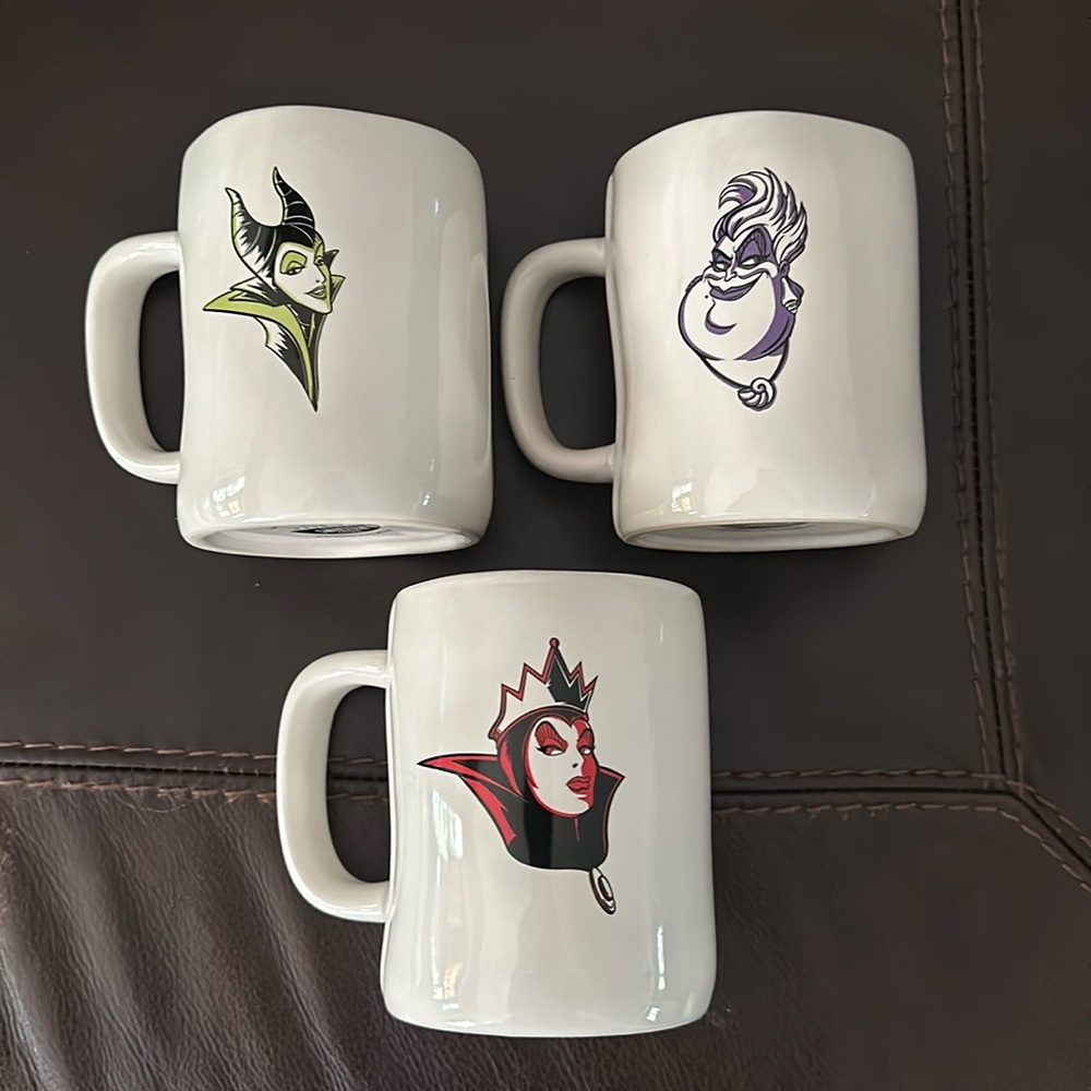 Set 3 Rae Dunn Disney Villains mugs maleficent Ursula and the evil queen